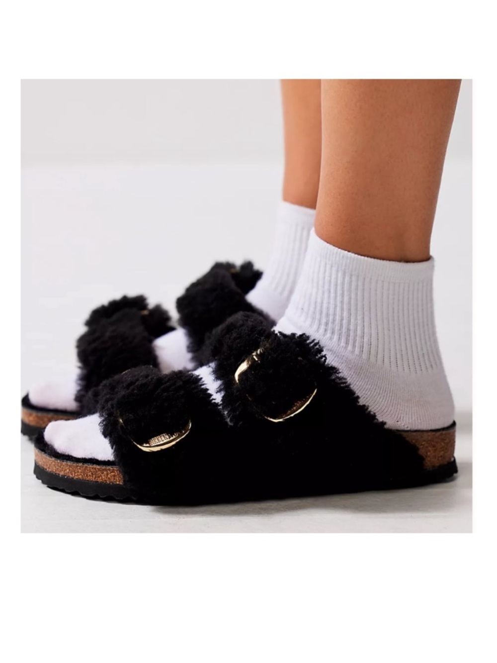 Women's Arizona Big Buckle Sandal Teddy Black size 39 US 8 - 8.5 women